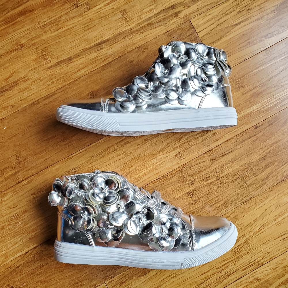 Silver Flower Sneakers
